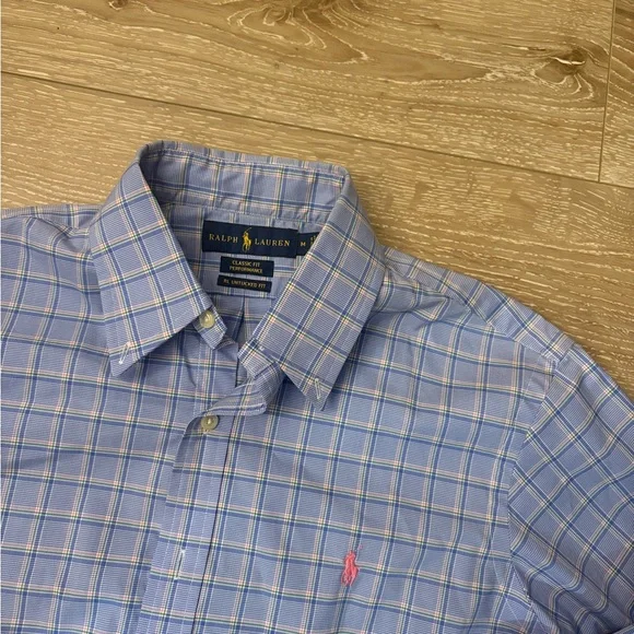 Ralph Lauren Light Blue Plaid Men's Shirt - Picture 3 of 5